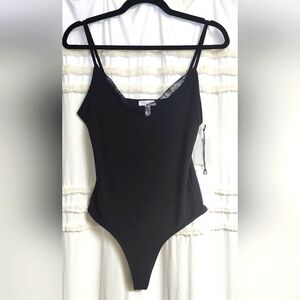 Nordstrom Bnwt Black Bodysuit With Lace.